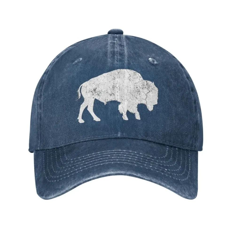 Distressed Buffalo Retro Bison Animal Lover Gifts Cowboy Hat Trucker Hat Baseball Hat Snapback Golf Hat Summer Hats