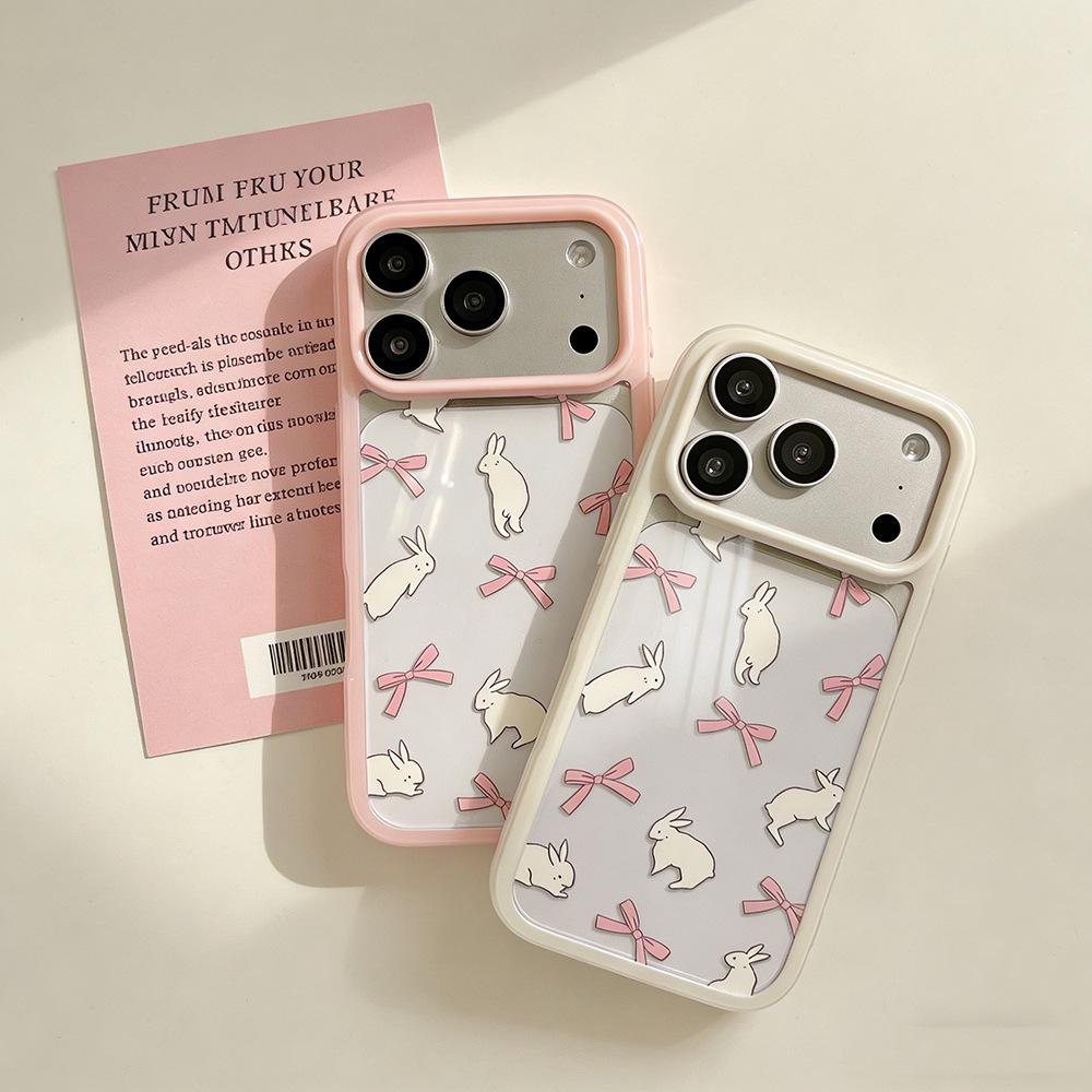 Korean Bowknot Rabbit Spring iPhone 15/17Promax Case with Full Coverage Drop Protection