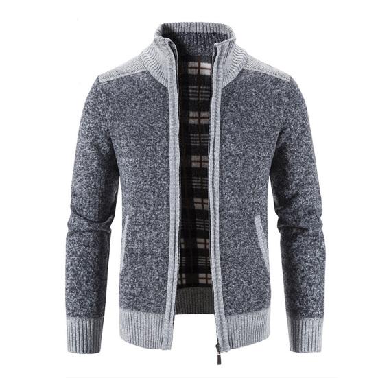 Zipper Closure Men Cardigan with Pocket Polyester Precisely Detail Men Sweater for Dating Wear