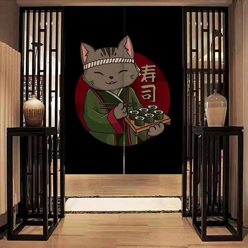 

Nordic Door Partition Kitchen Snack Shop Restaurant WartainJapanese Sushi Dharma Fish Door Wartain Printing Bedroom Window 60x90cm