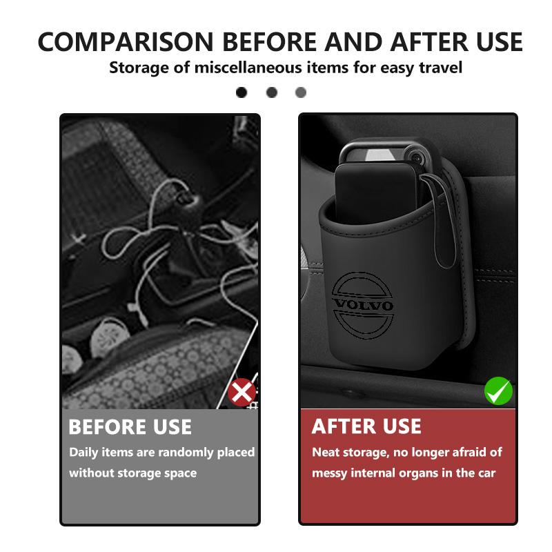 Leather Car Seat Cup Holder Hang Drink Storage Box Accessorie For Volvo S60 S80 S90 C30 XC40 XC60 XC70 XC90 V40 V60 V90 T6