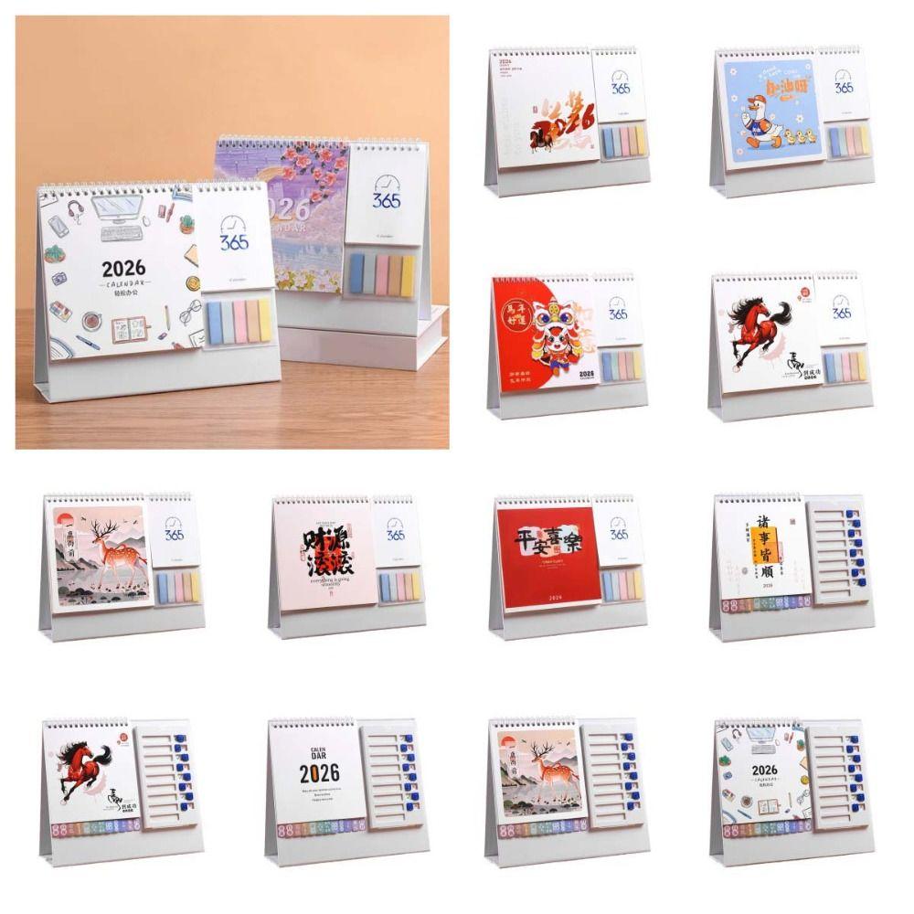 Coil Binding 2026 Desk Calendar Month Date Display Standing Flip Calendar Home Decoration