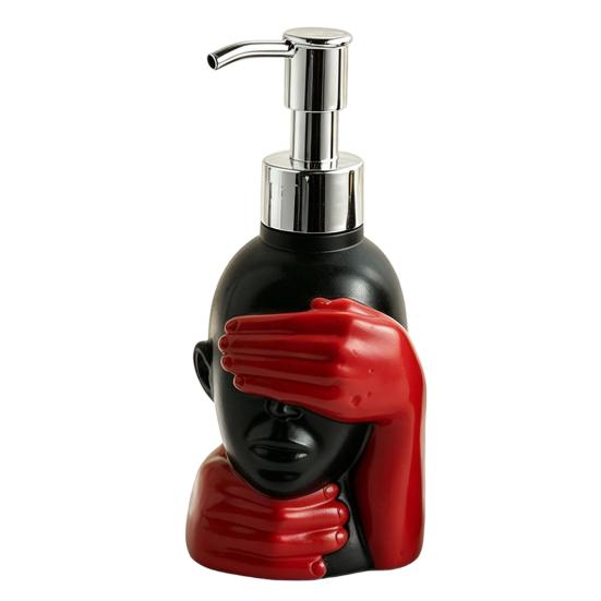 200ml Dispensing Bottle, Smooth Foaming Artistic Black Red Design Soap Bottle, Large Capacity Soap Dispenser for Bathroom Decor