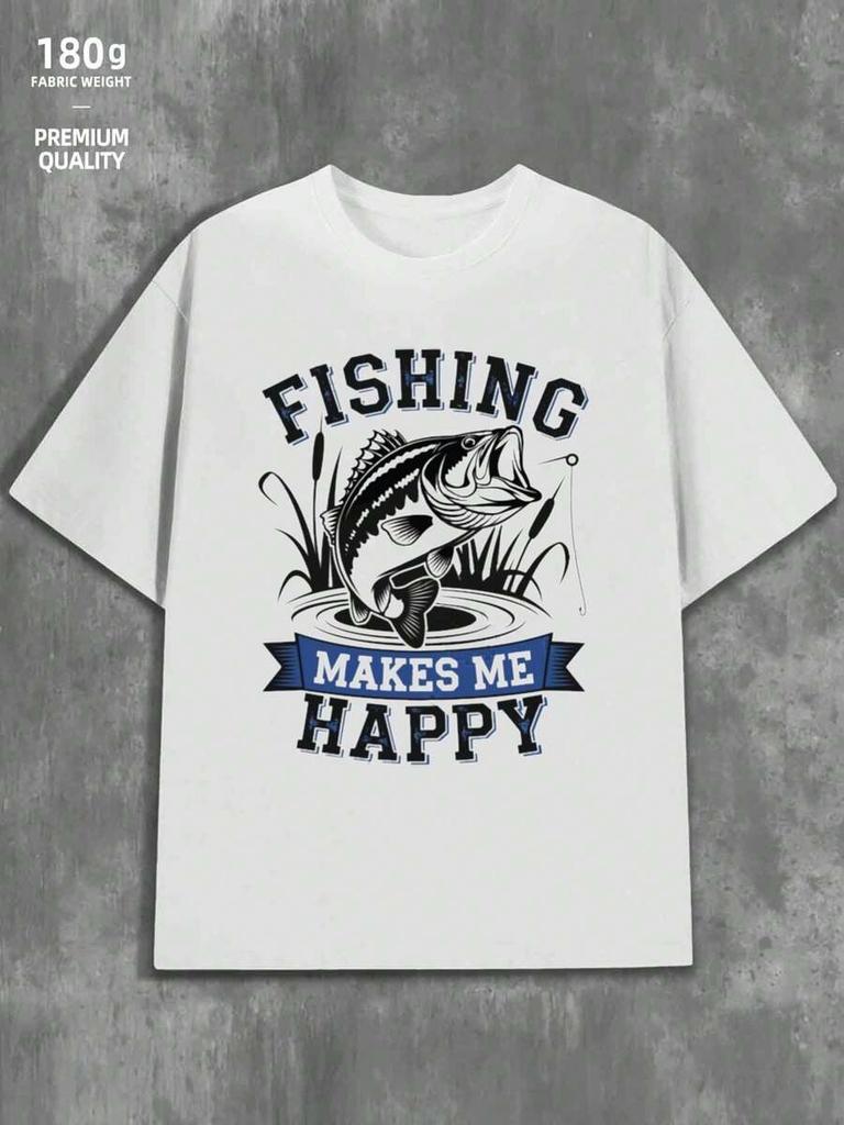 Fishing Happiness Tee Fishing Plain Graphic Unisex T-Shirt