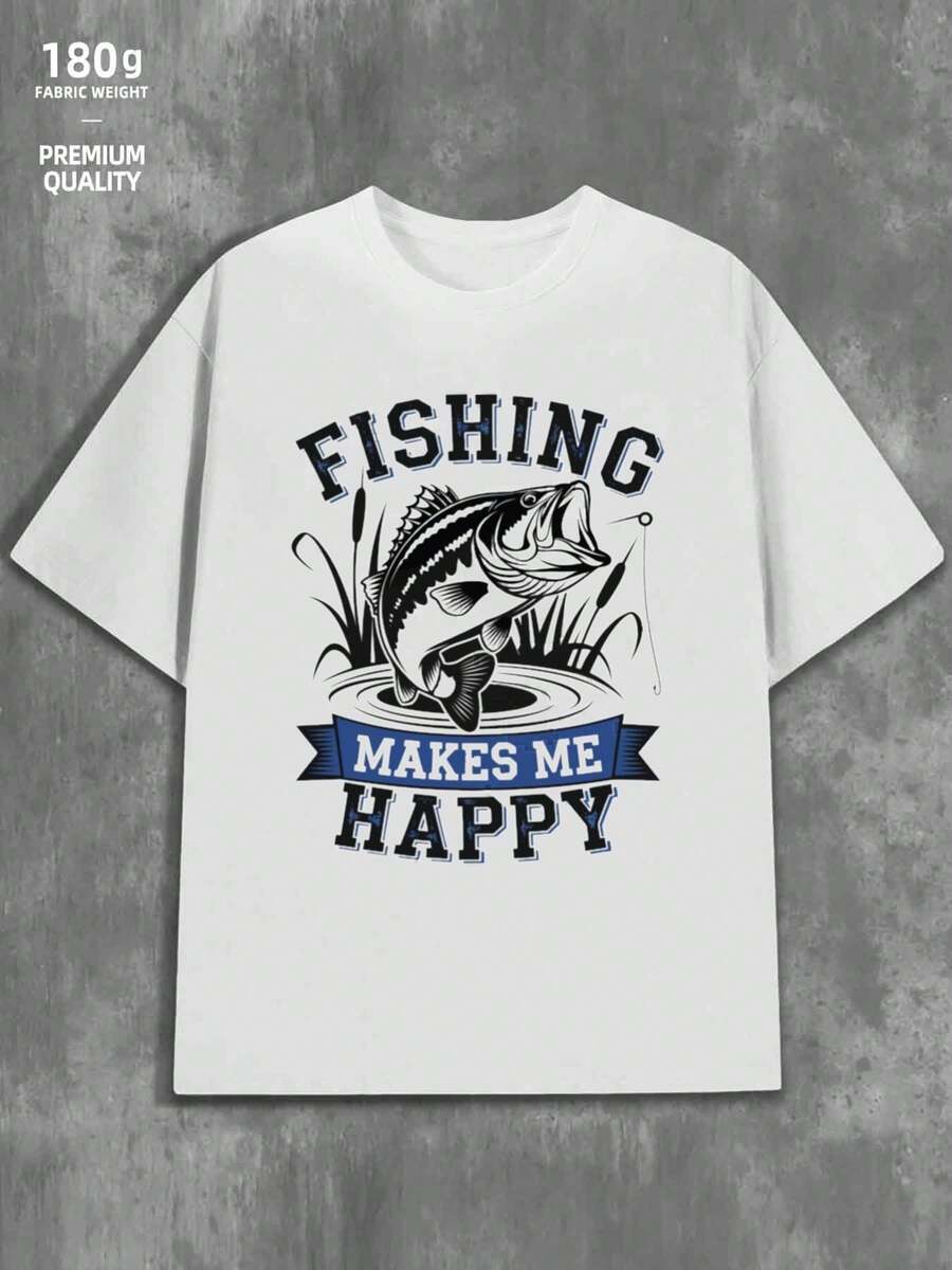 Fishing Happiness Tee Fishing Plain Graphic Unisex T-Shirt XXL