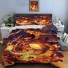 10 Sizes Pokémon Charizard Print Bedding Set 3 Pieces Setting Bed King Size Pillowcase Adult Bed Cover Bedroom Bed Set for Gifts