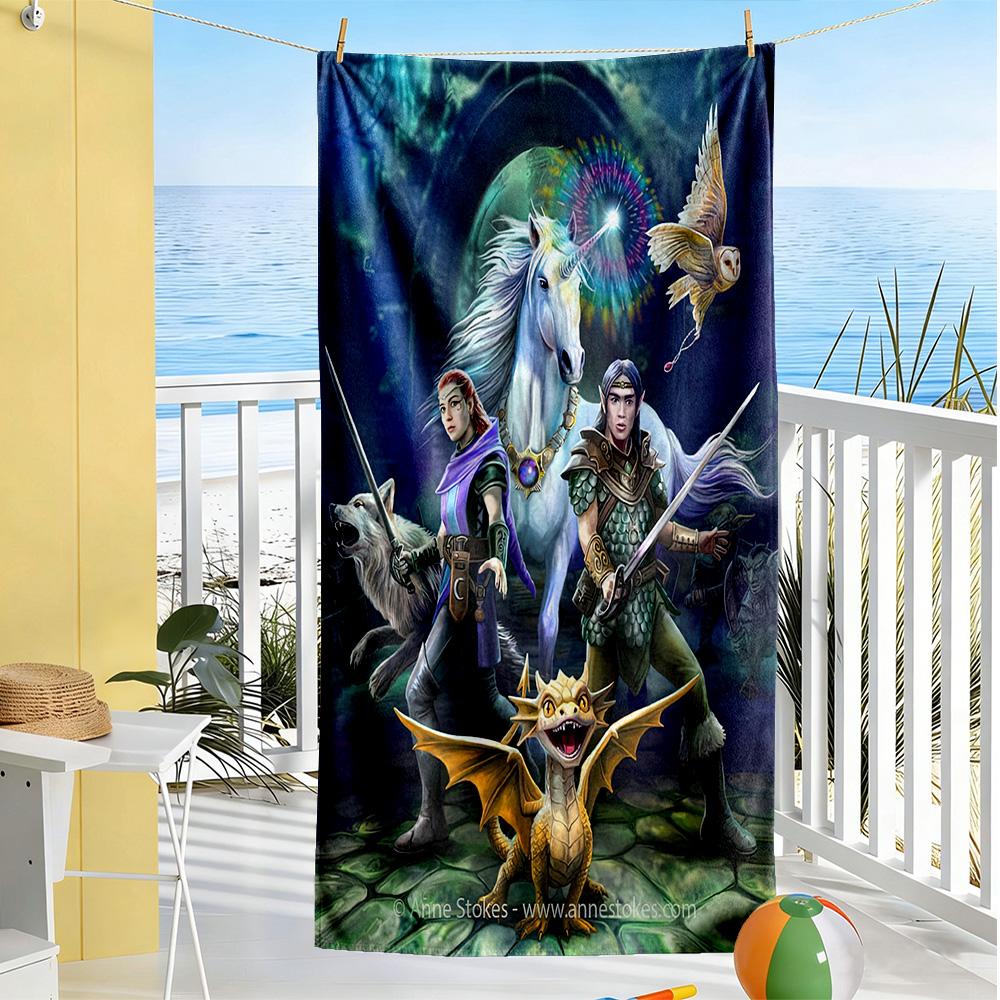 Gothic Style Beach Towel Super Soft & Absorbent Comfortable Lightweight Suitable for Swimming, Gym, Camping, Yoga Vacation