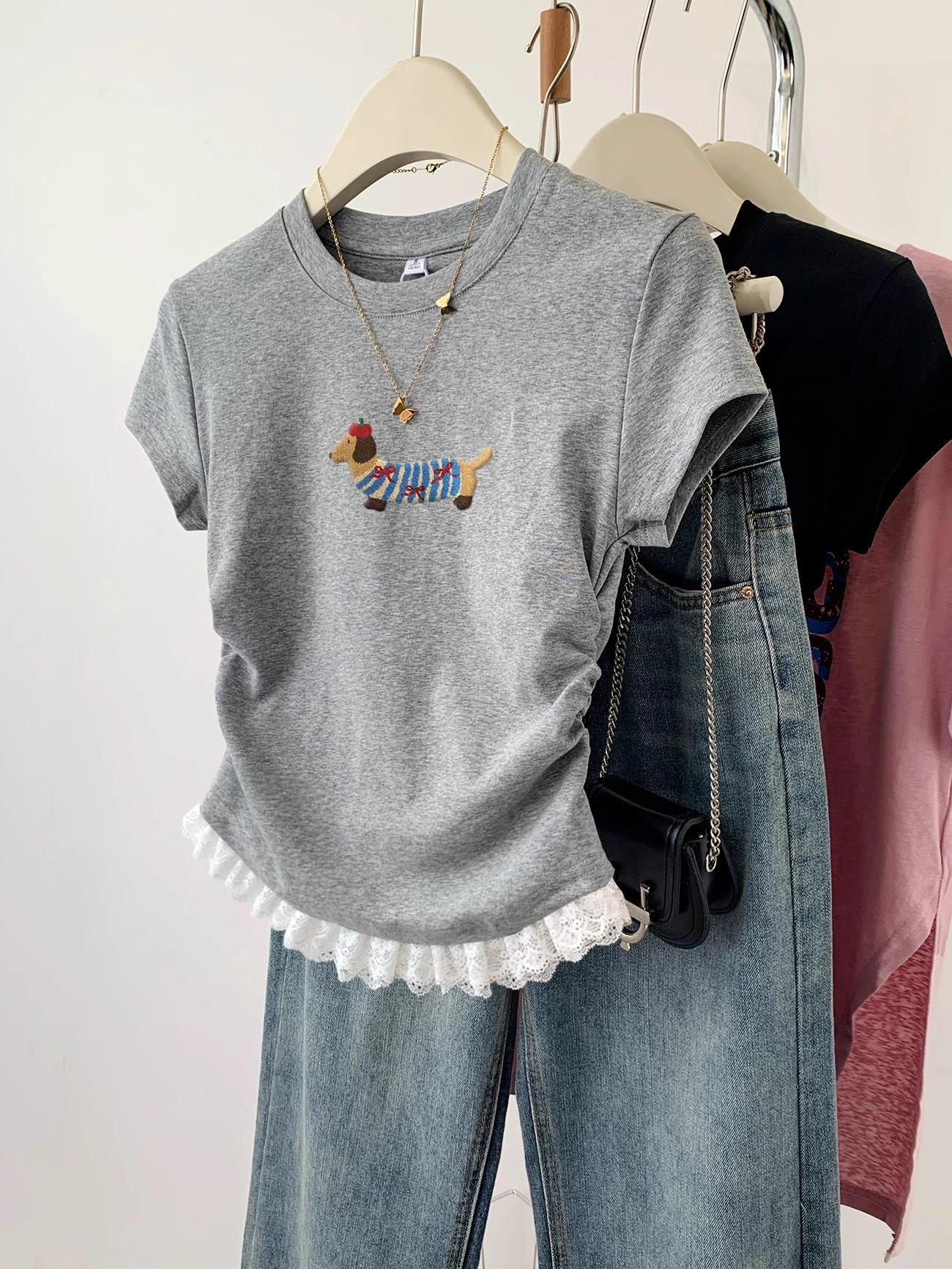 

Black Puppy Lace Slim Fit Women s Short-Sleeve T-Shirt - Summer 2025 Collection L