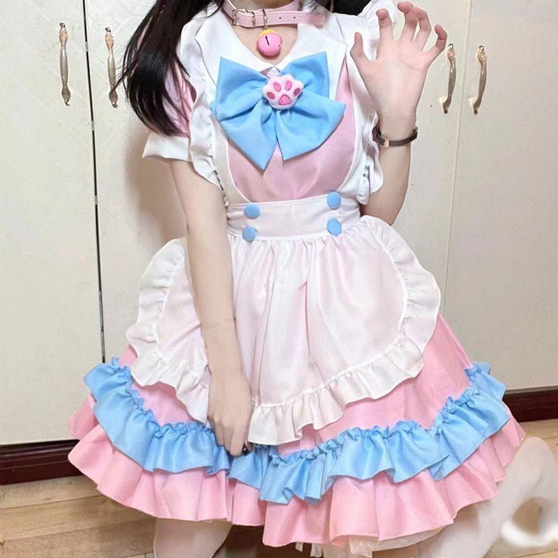 Japanese Maid Cute Lolita Skirt Girl Maid Uniform Lolita Dress Cosplay Performance Clothing Summer