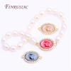 3 Colors Inlaid Zircon Oval Cameo Pendants For Necklace Making,18K Real Gold Plated Connector Charm For DIY Bracelet Material