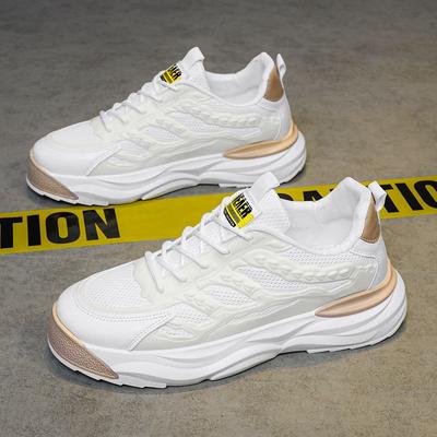 Frühlings Herrenschuhe Neue Atmungsaktive Mesh-Schuhe Herren Trendige Vielseitige Weiße Schuhe Dicksohlige Sportschuhe Lässige Dad-Schuhe