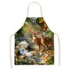 Natural Landscape Elk Pattern Apron Adult Sleeveless Kitchen Cleaning Home Chef Baking Waist Bib