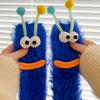 Winter Big Mouth Monster Design Warm Candy Colors Funny Lounge Sock Plush One Size Comfortable Furry Socks Gift Multi-color