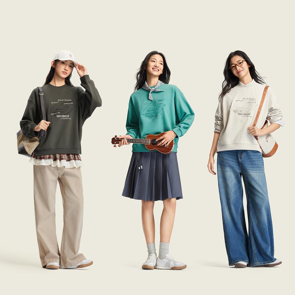 Li Ning Sports Lifestyle Series Casual Crew Neck Logo Sweatshirt Women sweatshirt AWDW376-8