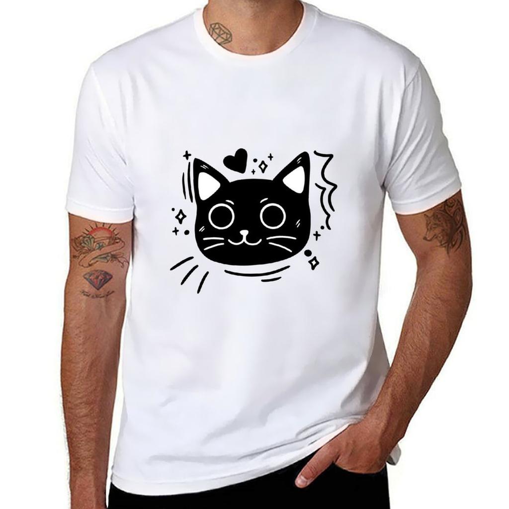 Funny Black Cat T-Shirt Festival Party Tee Top