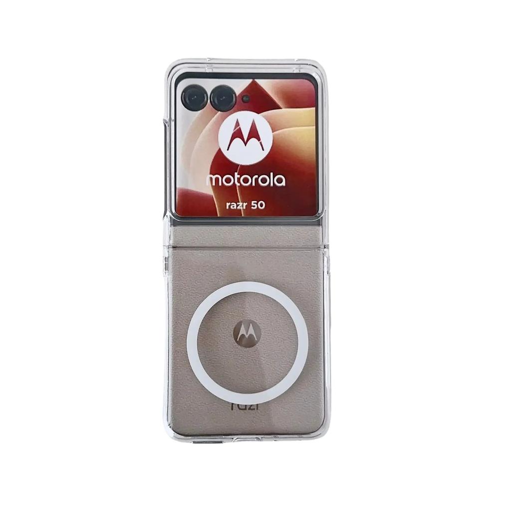 Transparent Magnetic Phone Case for Motorola Razr 60 Pro 50 Ultra Mooto Razr 60 50 Wireless Charging Hinge Protective Cover