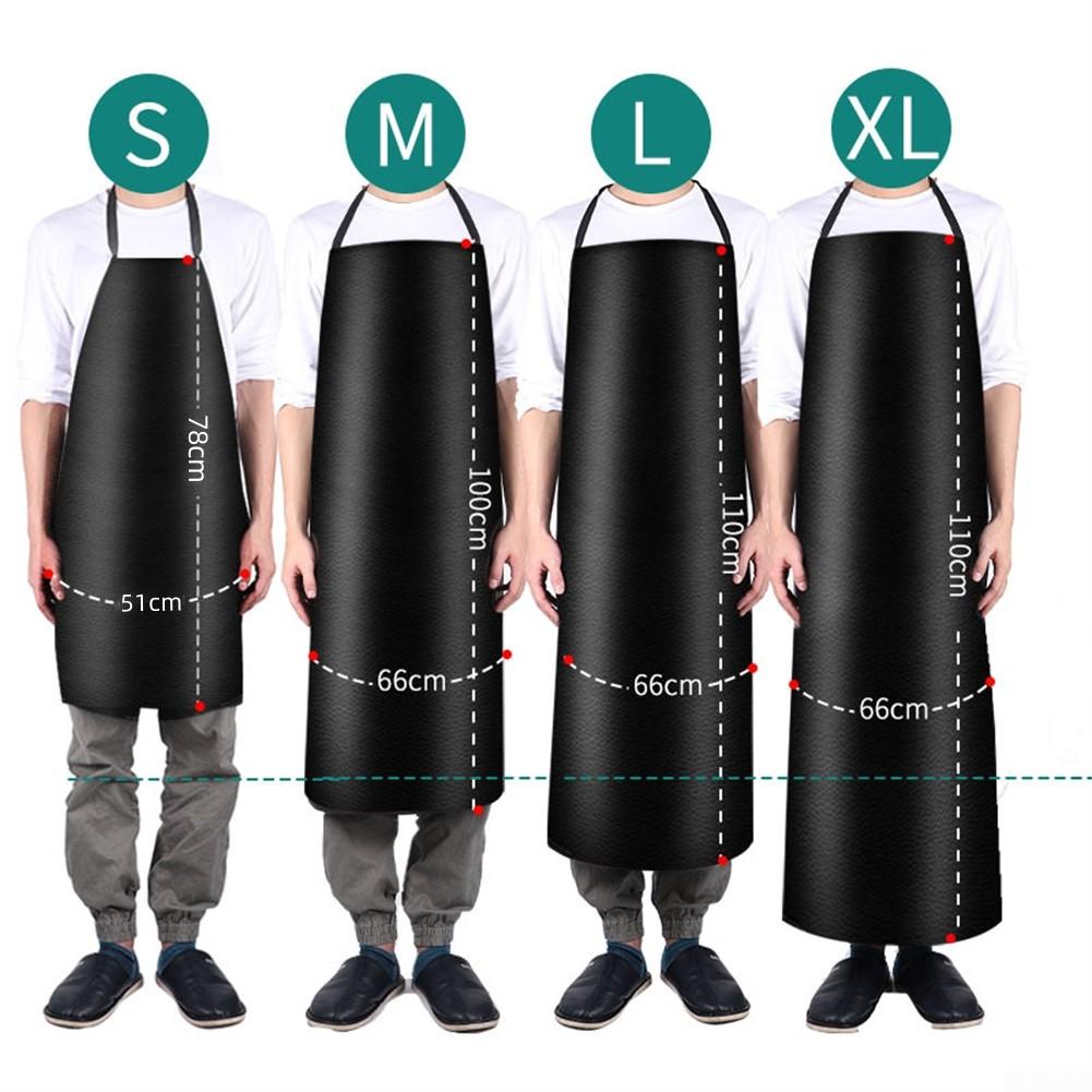 Oilproof Kitchen Apron PVC Leather Soft Waterproof Black