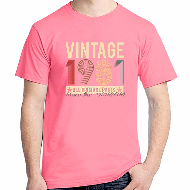 Vintage 1981 Original Parts Funny Birthday Fashion Graphic T Shirts Cotton Short Sleeve Tshirts High Quality Unisexs Clothes