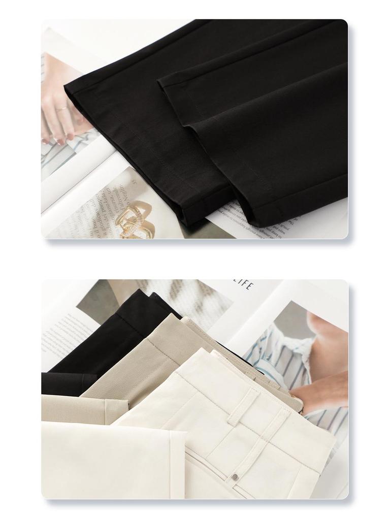 Women's Khaki Wide-Leg Suit Pants: 2025 Spring High-Waist Straight-Leg Style for Casual and Formal Wear
