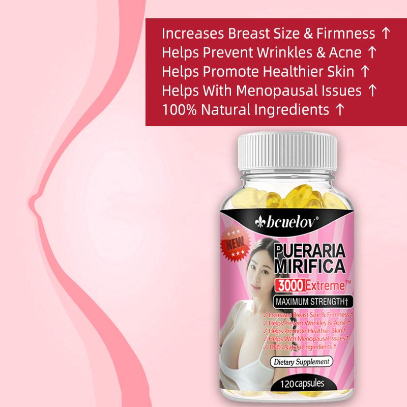 Pueraria Mirifica Extract Capsules 1000 Mg, for Breast Enlargement and Enhancement, 120 Capsules