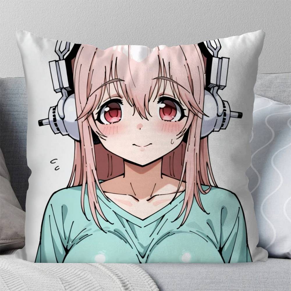 Manga Singer Super Sonico Pillow Case Fashion Square Pillowcase Bedroom Sofa Room Ins Decoration Leisure