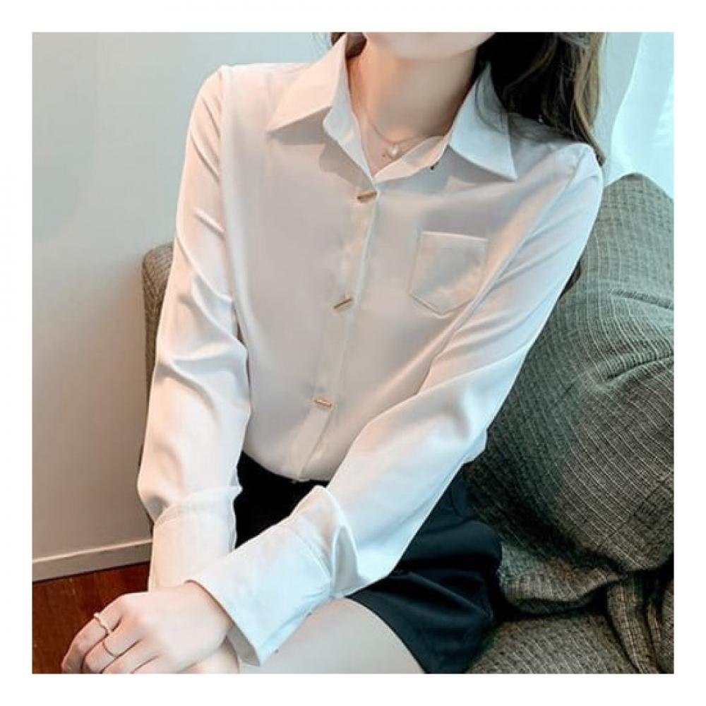 Navava Office Simple Solid Long Sleeve Shirt Nb2279
