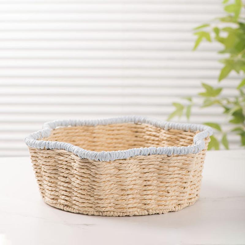 1PC Bin Foldable Rattan Style Bohemian Style Desktop Multipurpose Handwoven Eco-Friendly Paper Rope Minimalist 31x31x10cm