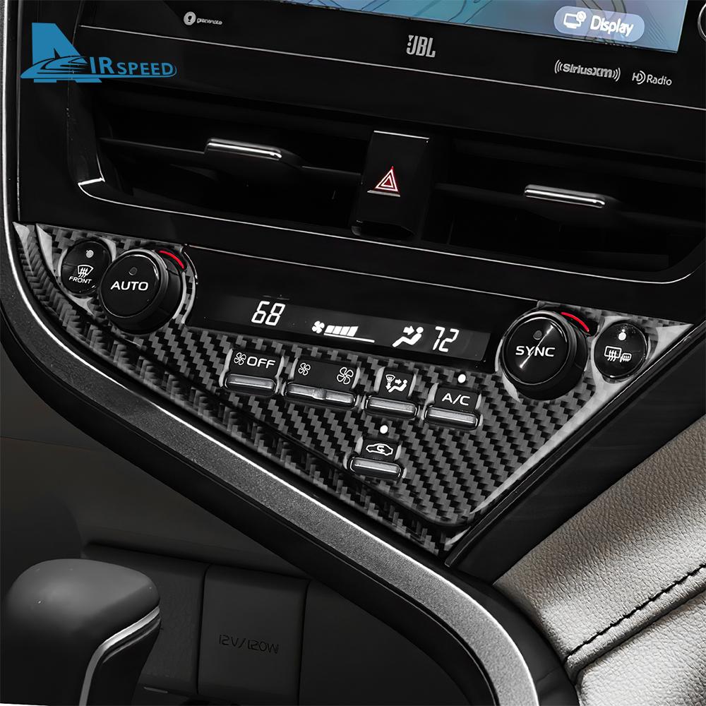 For Toyota Camry 2018 2019 2020 2021 2022 Real Soft Carbon Fiber LHD Car Central Control Button Frame Interior Trim Accessories