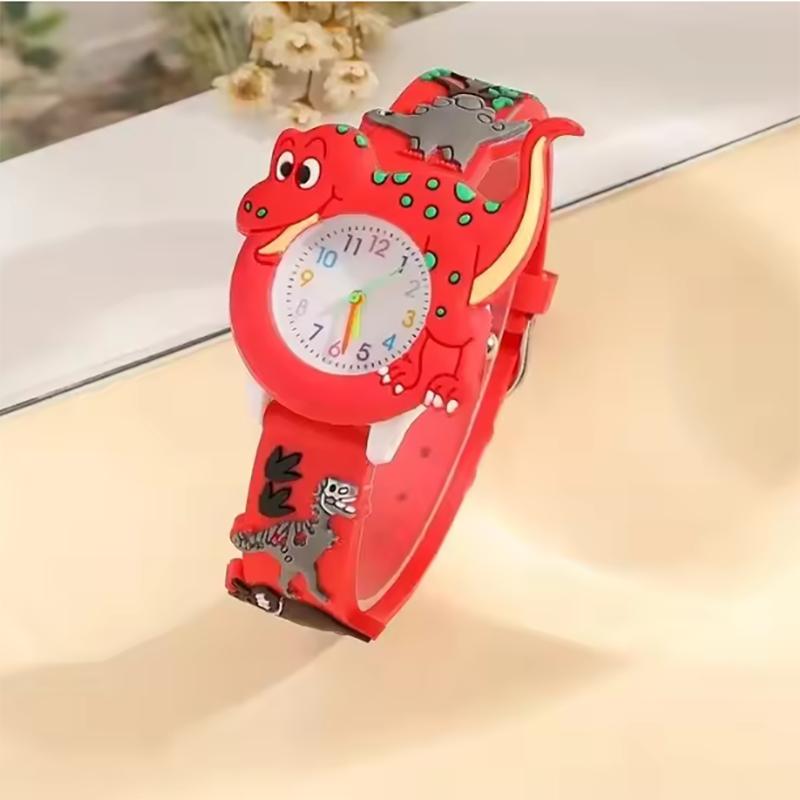 Kids Cartoon 3D Dinosaur Silicone Quartz Watch Student Watch