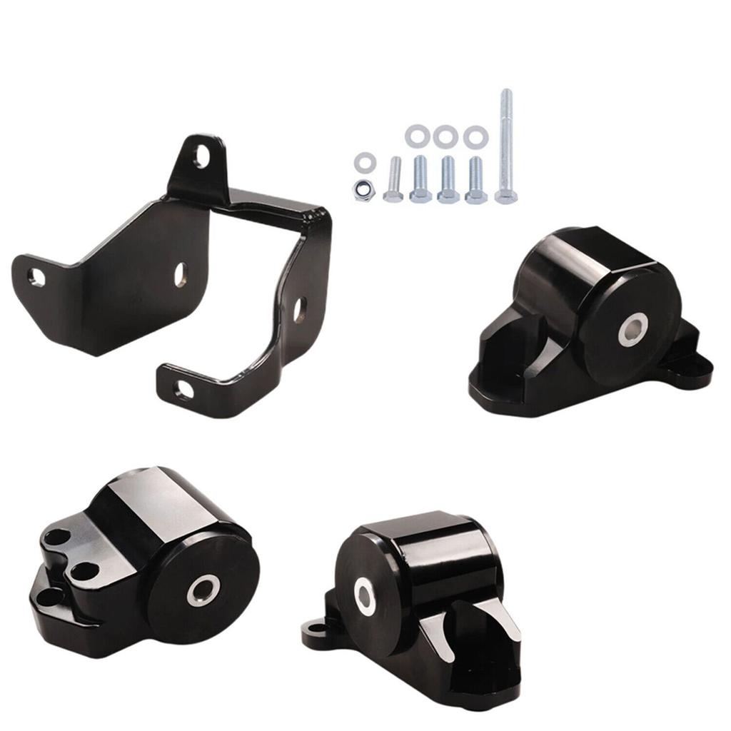 Black 3 Bolts Engine Motor Mount Bracket kit For Honda Civic EK B16 B18 B20 B & D Series 96-00 Aluminum BILEET