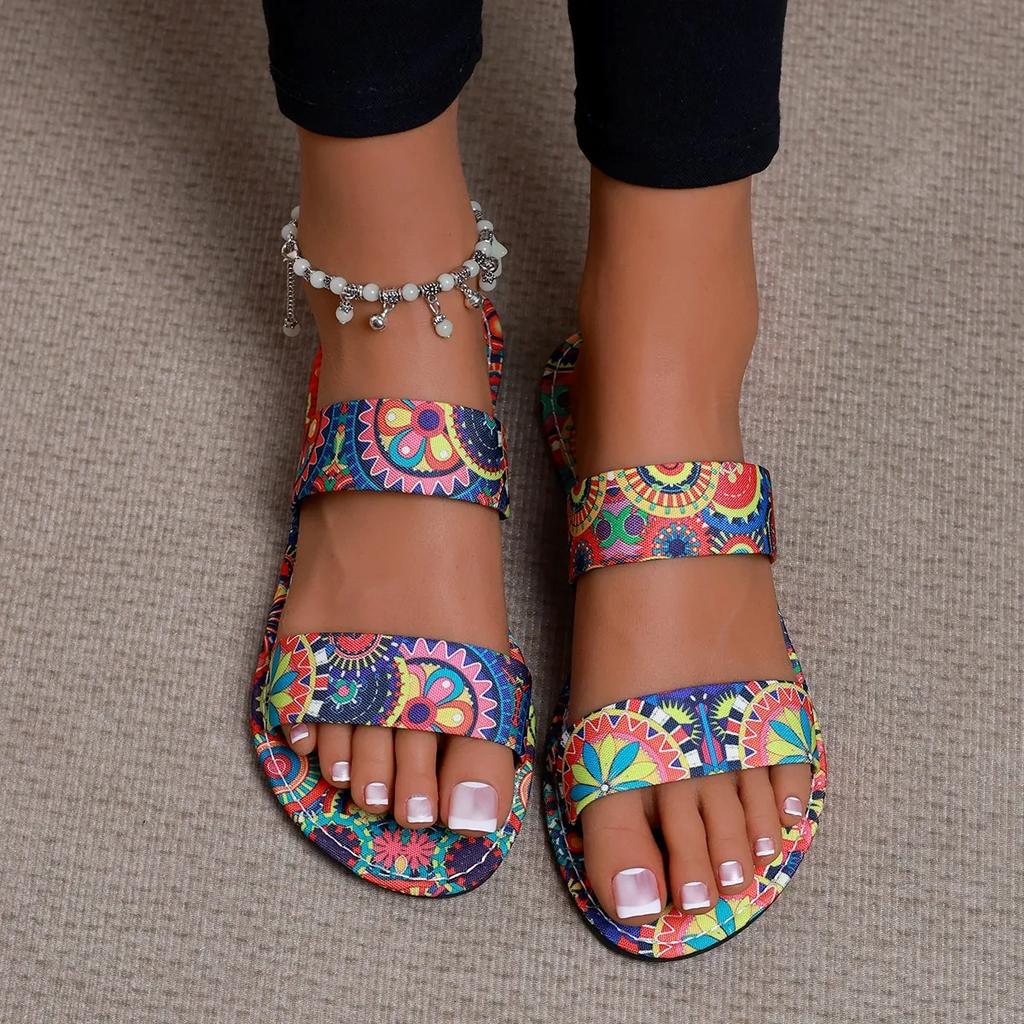 Damen Hausschuhe Lässige Leichte Schuhe Böhmisches Blumenmuster Sandalen Zehentrenner Übergröße Hausschuhe Heim-Slipper Damen