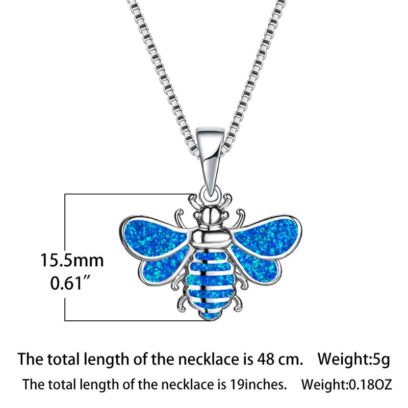 Bohemia Blue Imitation Opal Cute Bee Animal Pendant Necklace For Women Charm Crystal Sun Flower Necklaces Jewelry for Women