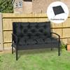 2 Seater Bench Pad, Garden Chair Cushion with Back and Ties for Indoor and Outdoor Use, 98 x 100 cm, Black