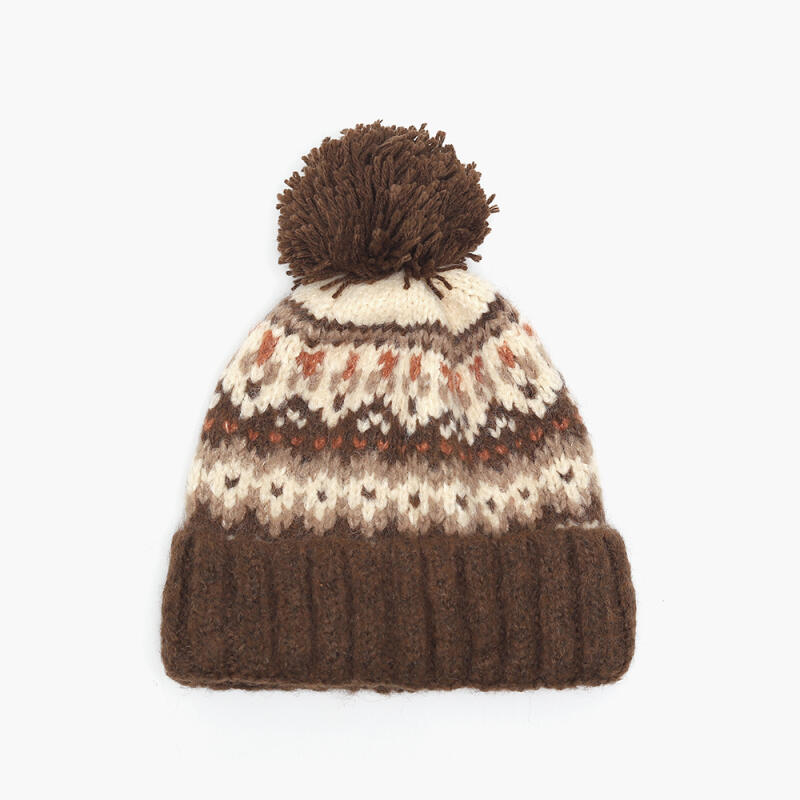 Women s Daily Classic Pattern Pom-pom Knit Hat black