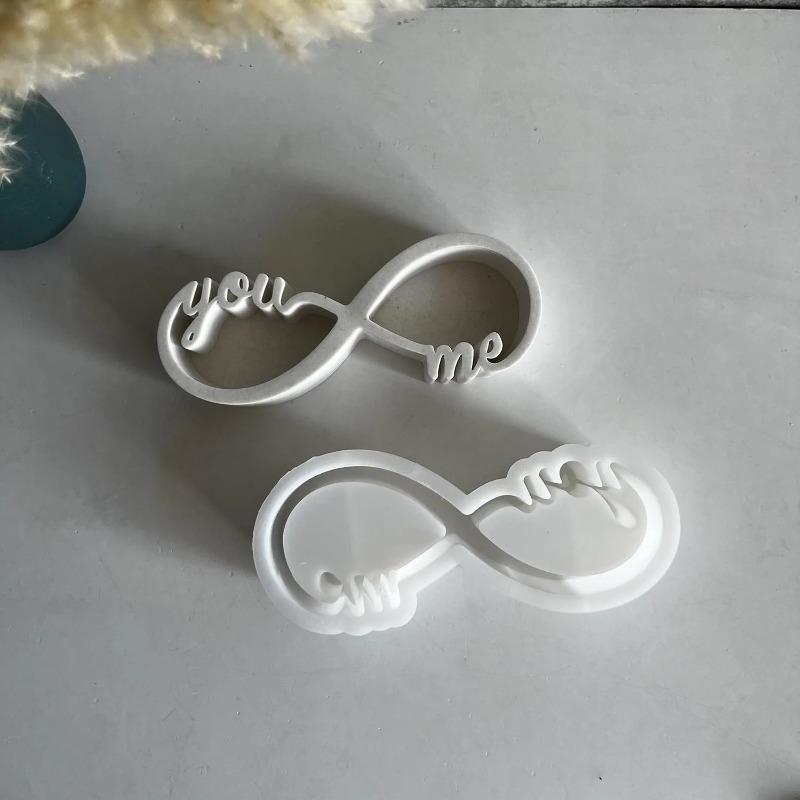 Eternal Love Candle Cup Concrete Cement Molds you and me Ornament Aromatherapy Gypsum Plaster Mould Candle Holder Silicone Mold