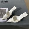 Fashion Eilyken Spring Women Slipper Fashion Thin High Heel Pointed Toe Sandal Outdoor Dress Mules Slides Shoes