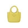Triangle Enamel Metal Triangle Logo Magnetic Closure Soft Lambskin Mini Handbag Women Handbags Yellow 1BA359_2DYI_F0322_V_OVO