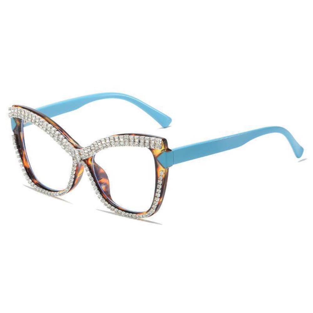 INS Rhinestone Glasses Luxury Large Frame Eyewear Comfortable To Wear Women Spectacles Selfie