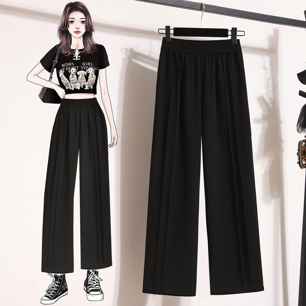 Plus Size Summer Long Pants Women Pants Loose Draped Straight Casual Female Basic Trousers Wide Leg Pants