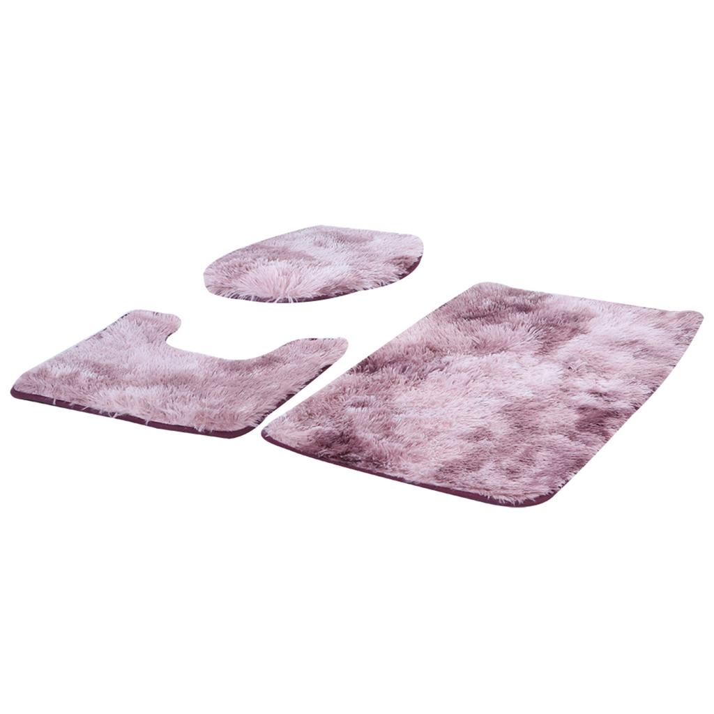 3 szt. Zestaw dywaników łazienkowych Miękki Antypoślizgowy Pokrowiec na Pokrywę Toalety Mata Kąpielowa Dywanik Konturowy Dekoracja DomuRóża