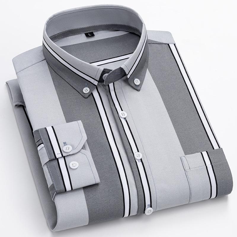 

Мужская рубашка с длинным рукавом Новая Модная Разноцветная Деловая Повседневная Удобная Немнущаяся Рубашка 5XL светло-серый