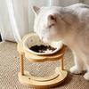 Elevated Ceramic Pet Bowl with Wooden Stand - Anti-Spill Cat Food Bowl & Dog Feeder, Neck-Protective Design for Cats and Dogs