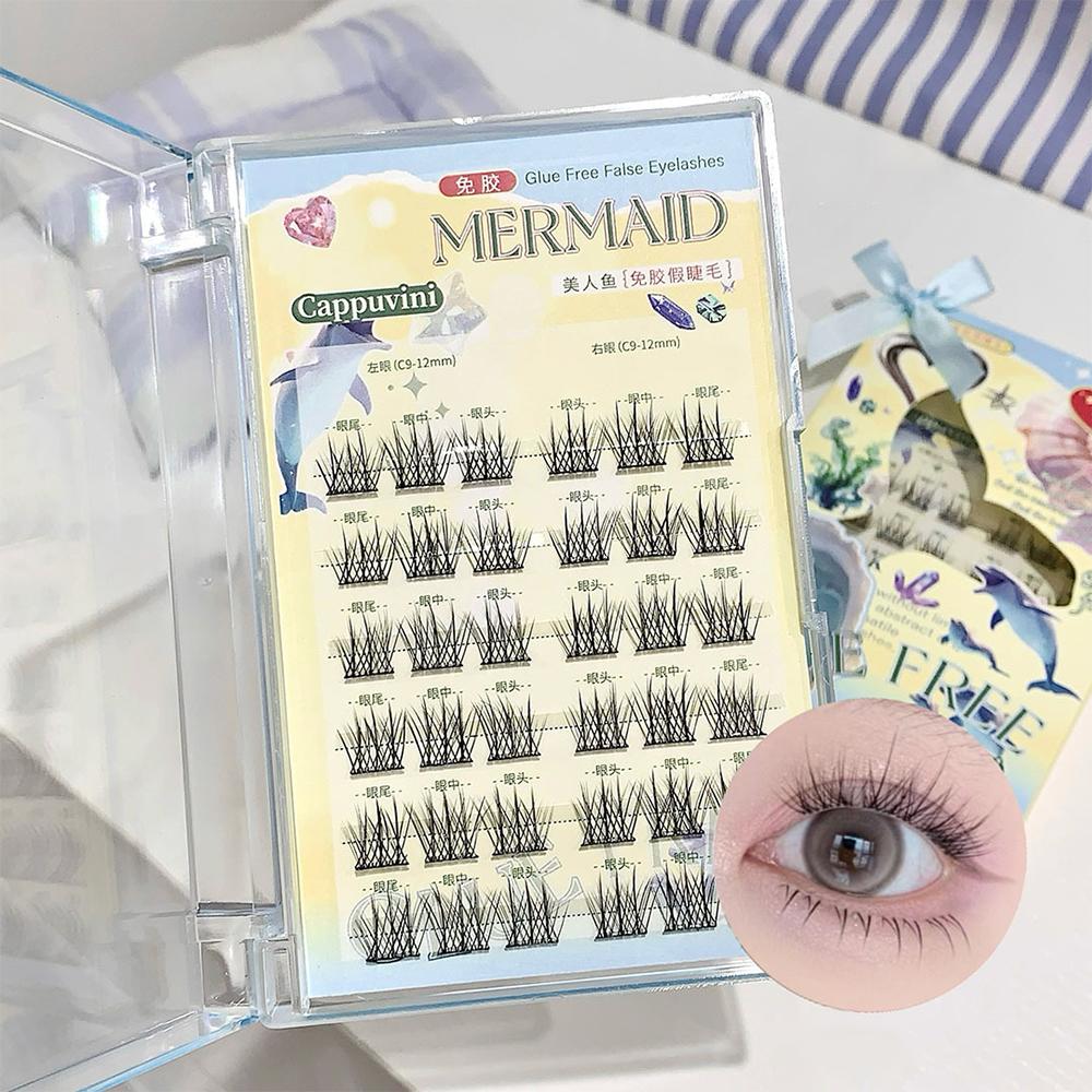 

Cappuvini Накладные ресницы без клея Прямые корни Четкие Легкие Натуральные Удобные Сегментированные Верхние ресницы