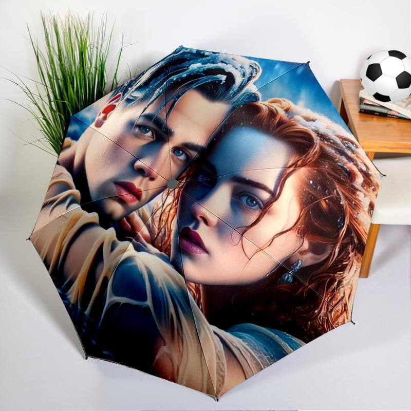 Love On The Tita-nic Umbrella Folding umbrella, automatic umbrella 8-Frame for Travel, camping Use Gift for Halloween Christmas