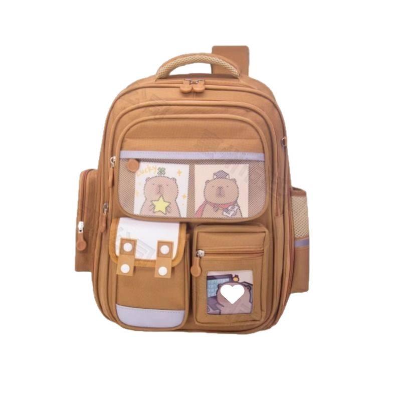 Capybara Backpack Stationery Set: Ergonomic Schoolbag Gift for Boys & Girls.