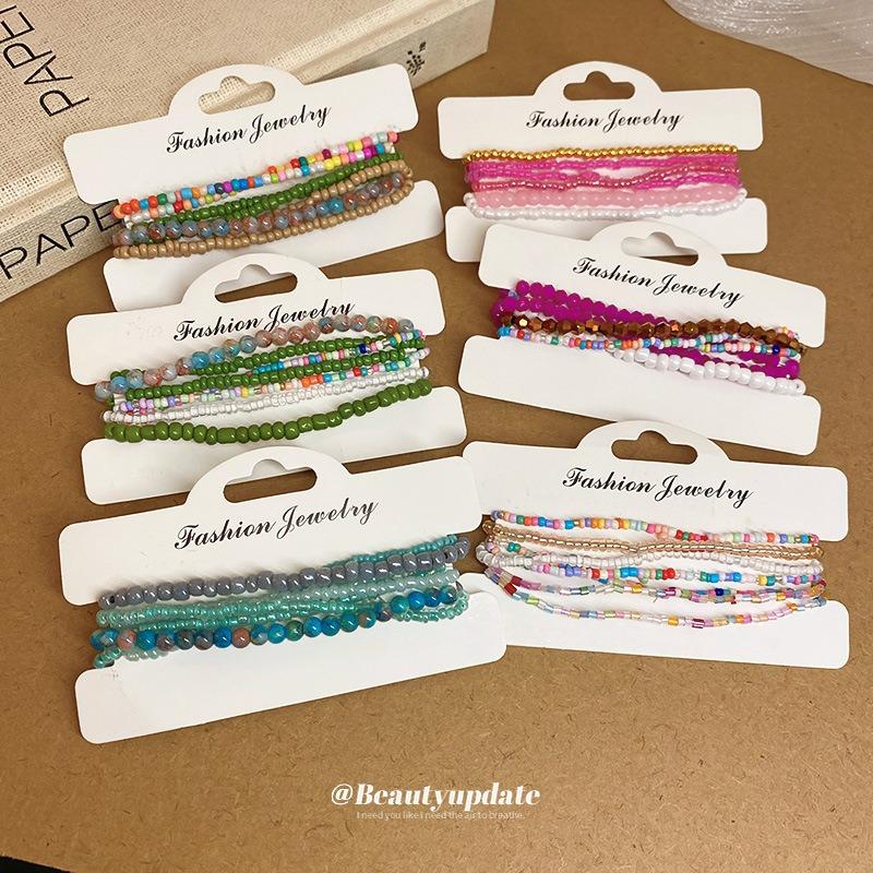 Bohemian Style Stacked Rice Bead Bracelet Seven-piece Set High-end Dopamine Bracelet Niche Fresh Jewelry Wholesale