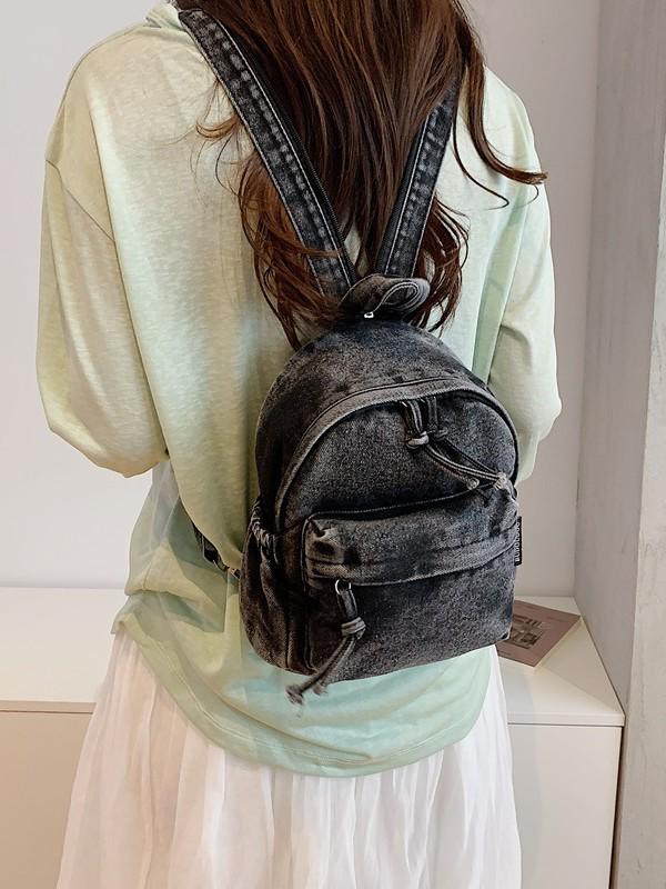 Korean Style Versatile Trendy Small Denim Backpack for Women