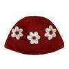 Knitted Bucket Hat Flower Panama Hat Portable Fisherman Cap  for Women