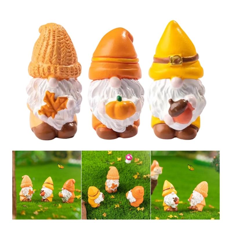 Set Of 3 Resin Leaf Miniatures Gnomes Ideal for Indoor and Outdoor Use Adds Unique Charm to Any Home or Garden Setting