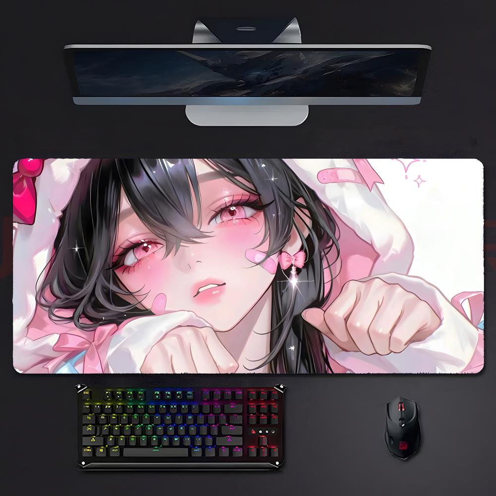 Character Cute Kkawaii Cat Girl Cute Mouse Pad Large Gaming Mousepad With Stitched Edges Thickened Desk Mat Pc